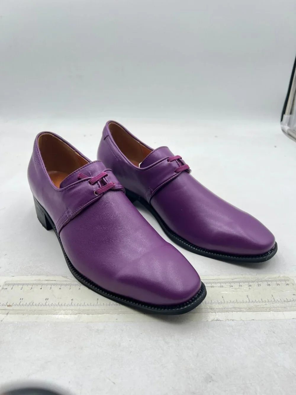 Purple Men's Lace Up Formal Modern Oxford Dress Shoes Wing Tips Square Toe Shoes